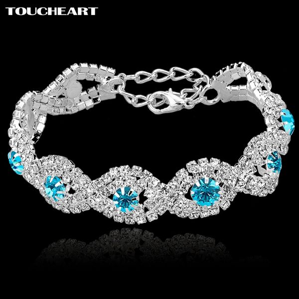 

toucheart wedding crystal bracelet with stones for women silver bracelets bangles turkish blue jewelry bracelet sbr140169, Black