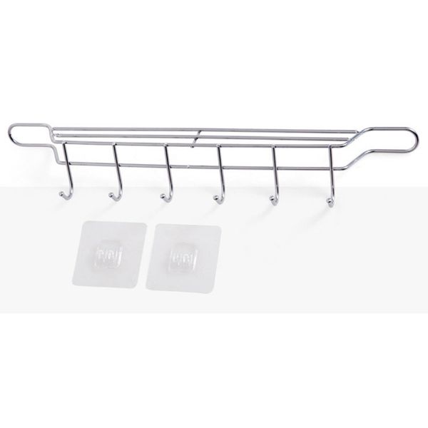 

iron wall mounted 6 hooks utensils holder tool cutter hanging rail rack kitchen