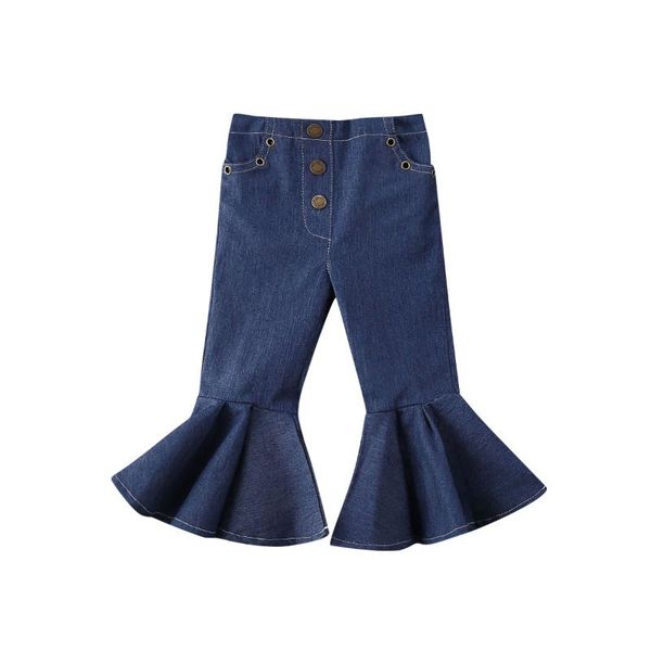 

new kids baby girls bell-bottoms pants denim wide legs jeans trousers 1-6y, Blue