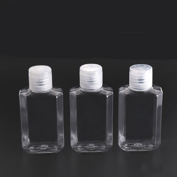 2 oz / 60ml de plástico transparente de garrafas squeeze vazio, garrafas pequenos recipientes com Flip Cap para líquidos artigos de higiene pessoal Shampoo Loção Travel Size Bottle