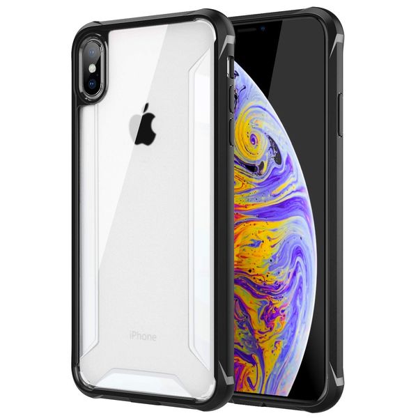 

luxury frosted pc back case for iphone x xs max xr 7 8 plus matte+clear phone cover for iphone xs shockproof tpu bumper shell