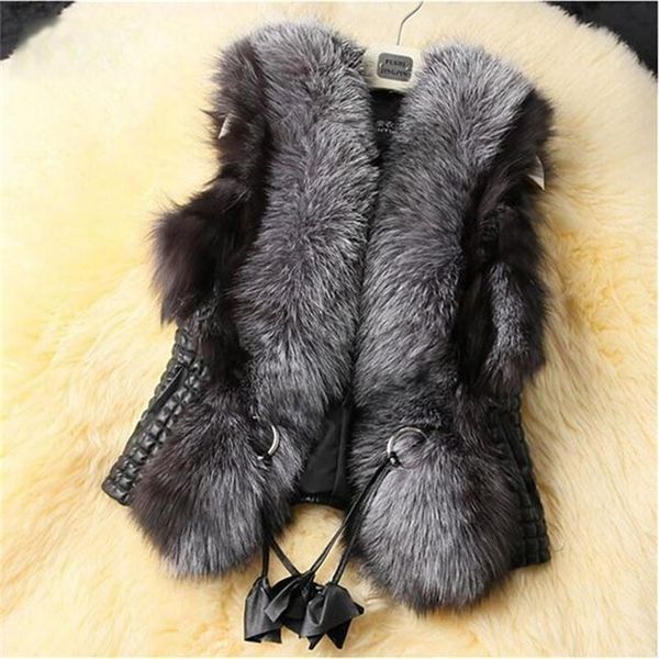 

mink gilet female 2020 black faux fur vest mink winter fur jacket coats for women colete feminino female waistcoat vest, Black;white