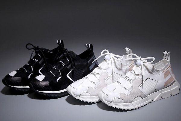 

2020 new spring women's four color matching shake bottom personality knit socks boots men's shoes casual sports shoes, Black