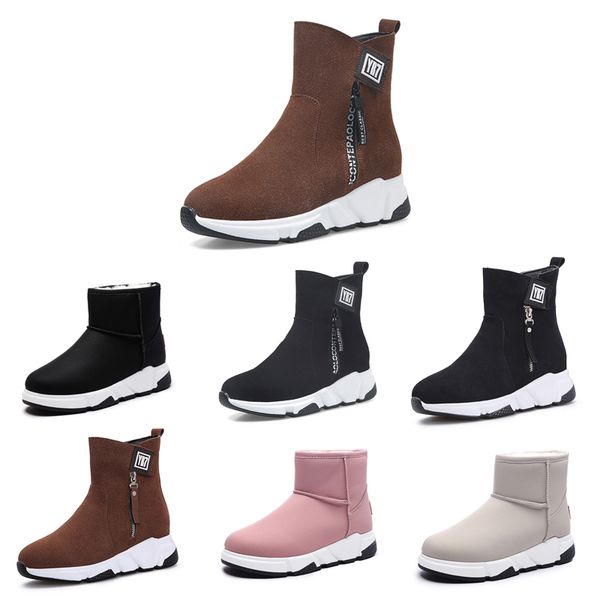 

2019 non-brand designer winter boots for women triple black red beige brown leather suede snow ankle boots keep warm 35-40 style 14