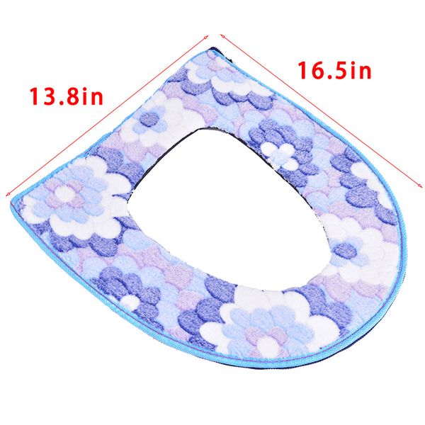 

warm soft toilet cover seat lid cover pad bathroom warmer toilet seat bowl soft zipper flower washable toilet seat cover