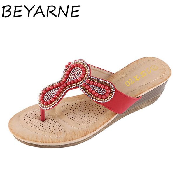 

beyarne fashion women sandalias luxury slipper bohemia summer beach ladies sandals casual rhinestones breathability peep toe, Black