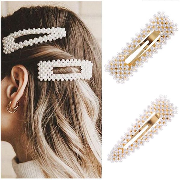 

moda 2020 new fashion pearl hair clip for women elegant korean design snap barrette stick hairpin hair styling accessories hair pins