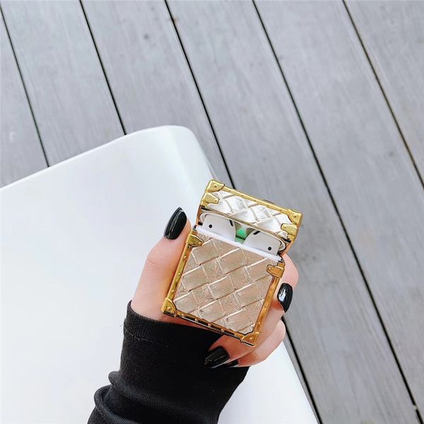 

wholesale fashion luxury square case for airpods protective cover weave pattern designer earphone case protector pouch for gifts