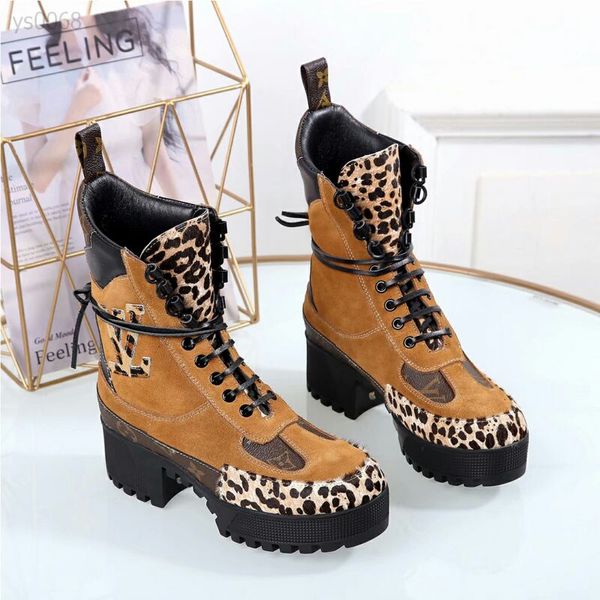 

fashion luxury women boots lace-up ankle boots with leather and heavy-duty soles leisure lady martin boots, Black