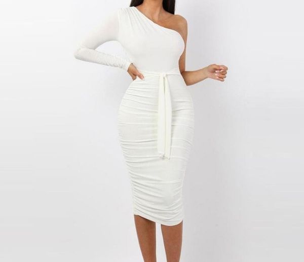 DONNE ELEGENT FASIONE SEXY WHITE Cocktail Party Slip Dresses One Sotto Design Design Abito Midi Midi