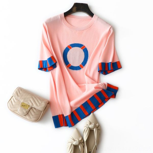 

niche designer style personalized contrast color loose all-match refreshing tencel t-shirt sweater t-shirt sweater, White