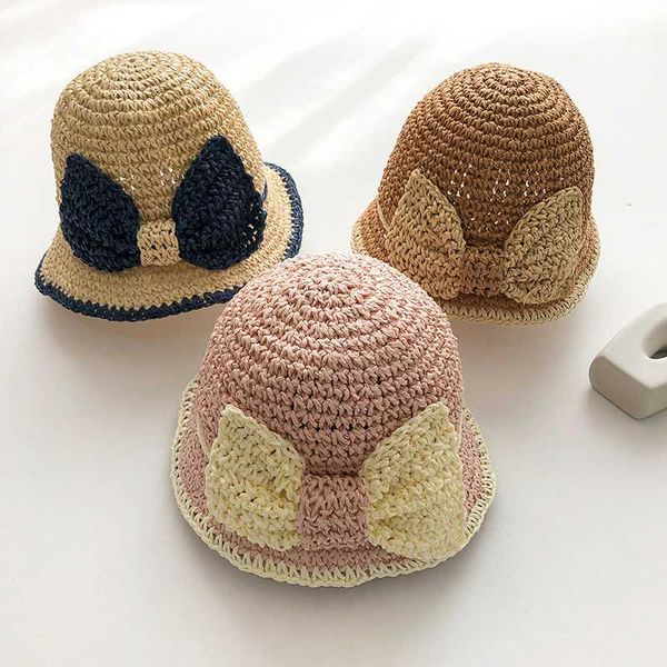 

children's straw hat handmade girl sun hat summer sunscreen japanese small fresh, Yellow