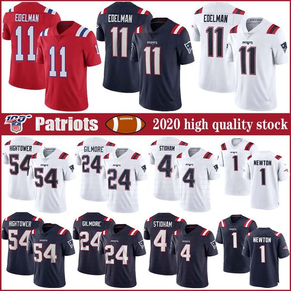 

1 cam newton new england patriots football jersey 11 julian edelman 24 stephon gilmore 54 dont'a hightower 4 jarrett stidham je, Black;red