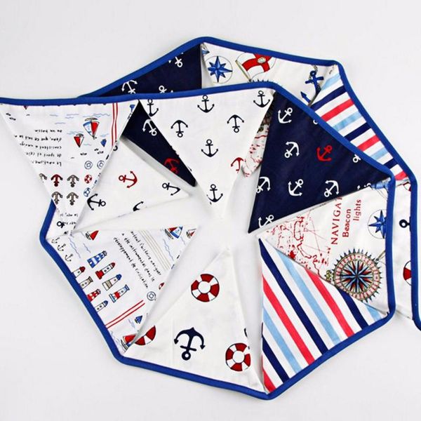 

bunting banner pennant double sided fabric bunting garlands cotton triangle flag pirate sailor pennant hanging ornament for christmas weddin