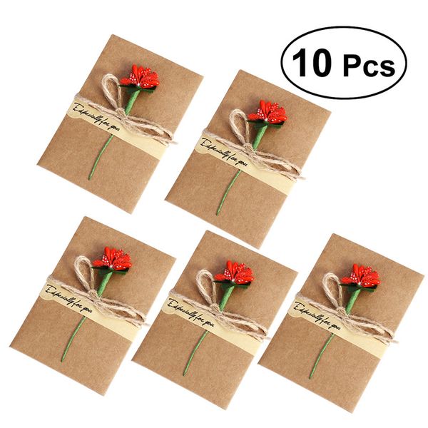 

10pcs greeting cards thank you cards with dried flower for mom teacher friends familes gift