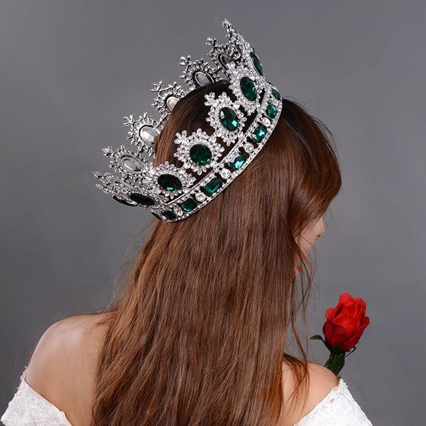 

fashion- royal crown golden rhinestone imitation tiara super large crown wedding hair accessories crown s919, Slivery;golden