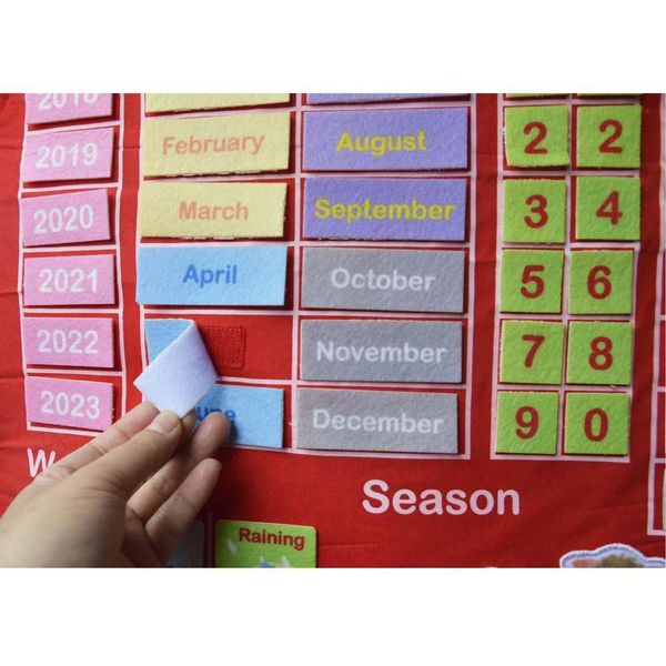 

montessori wooden toys baby weather season calendar clock time cognition preschool educational teaching aids toys for children