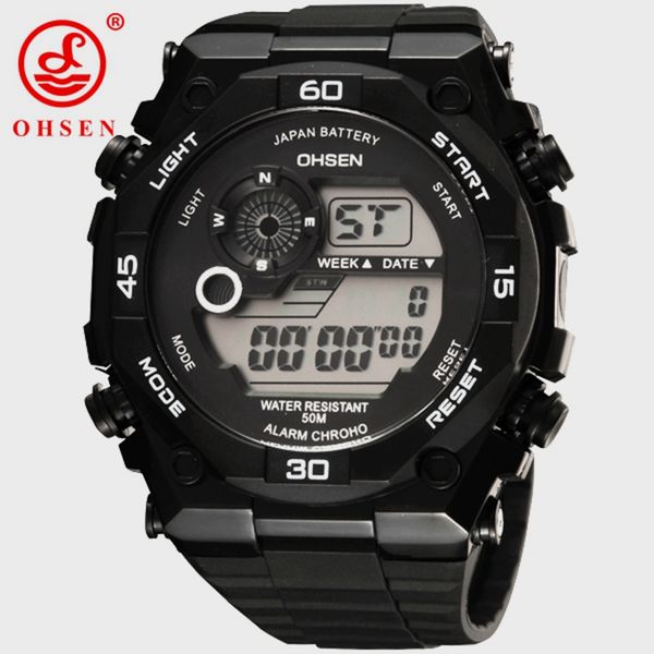 

waterproof men sports watches ohsen digital watch men dual core male watch date alarm satch led wristwatch relogio masculino, Slivery;brown
