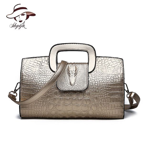 

2019 women messenger bags alligator crocodile pattern tote shoulder handbag ladies classic leather crossbody clutch
