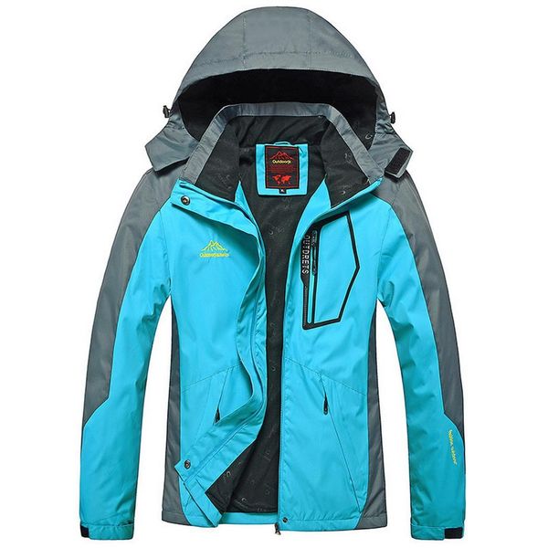

women casual patchwork mountain waterproof ski regular all seasons jacket hooded windproof pocket outdoor coat