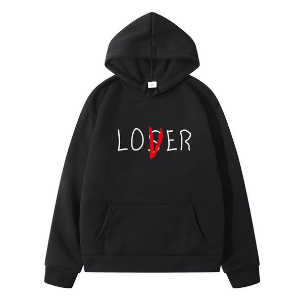 

mens hoodies lover loser printed hoodie vintage vogue ulzzang autumn winter hoodies sweatshirt fleece streethoodys for women/men, Black