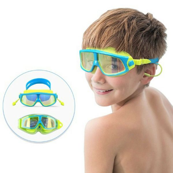 

swimming goggles children electroplated lens waterproof anti-fog adjustable glasses eyewear with earbuds