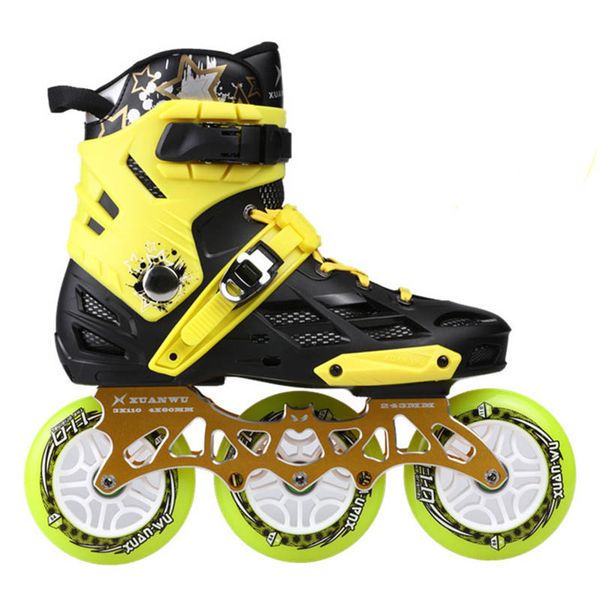 

3x110mm adults inline speed skates for 110mm max wheel racing skating shoes with ilq-9 bearing cnc alloy 7075 skate frame base