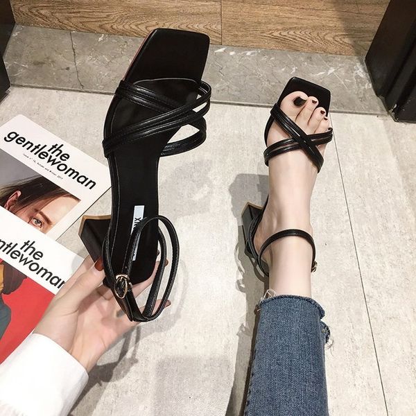 

женщины сандал римские сандалии пряжки ремень 2020 летняя espadrilles платформа черные туфли для женщин блок пятками all-match med, Black