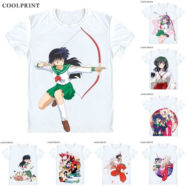 

higurashi kagome cosplay t shirt inuyasha a feudal fairy tale men casual tshirt premium t-shirt printed short sleeve shirts, White;black