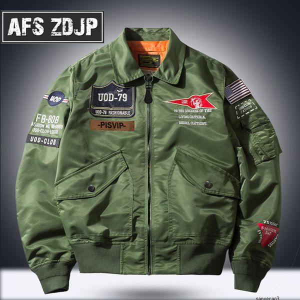 

mens designer outdoor leisure stand collar flying jacket fashionable loose 7968h, Black;brown