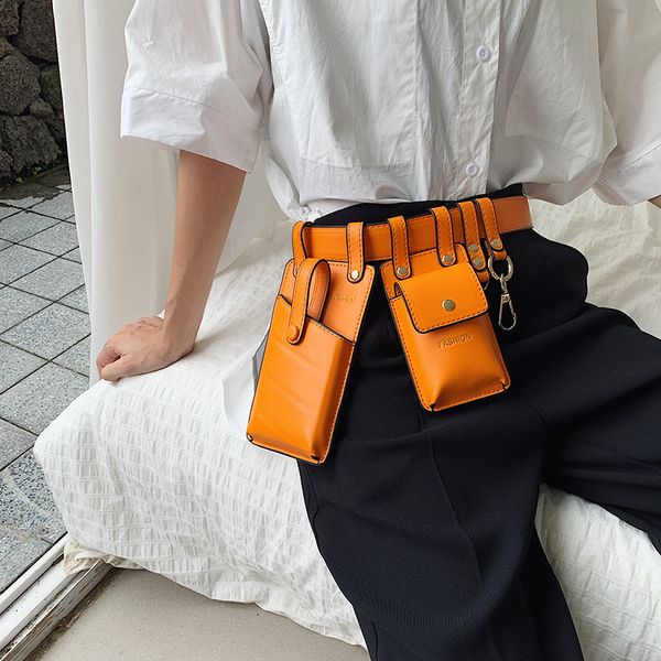 

nice quality wenyujh fashion multi-pocket pure leather waist bag casual messenger shoulder bag chest multi-function pockets