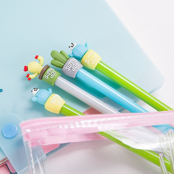 

wholesale creative gel pen cute cactus korean stationery office signature pen 0.5mm black refill student prize gifts supplies drop shipping