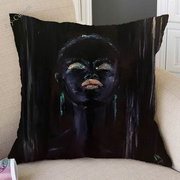 

black africa oil painting art african woman abstract impressionism decorative pillow cover cotton linen fashion cushion covers