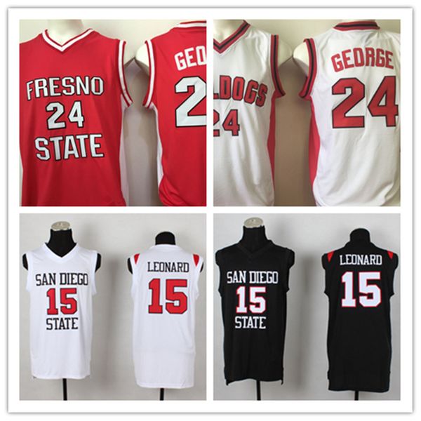 

Mens NCAA San Diego State Aztecs Kawhi Leonard Basketball Jersey Stitched #24 Paul George Fresno State Bulldogs Jersey S-3XL