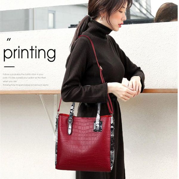 

snake print 3pcs women composite bag ladies solid shoulder bags pu leather crossbody bags female handbag phone bag for women gir