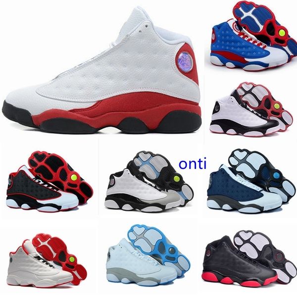 

quality 13 xiii 13s mans women basketball shoes bred navy game hologram grey toe flint grey athletics sport sneaker boots shoes for sale, Black