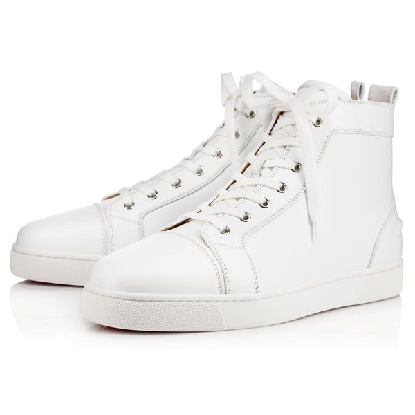 

big size eur36-47 designer shoes high cut red bottom spike sedue calf sneaker luxury party wedding shoes genuine leather casual shoes lll