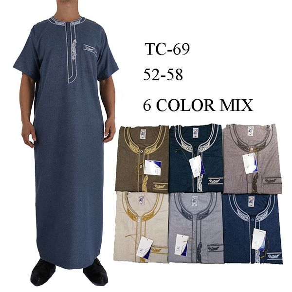 

смешайте 6colors размеров с коротким рукавом дышащий оптовой продажи фабрики хлопка и льна thobe муслим пакистан одежда robe, Red