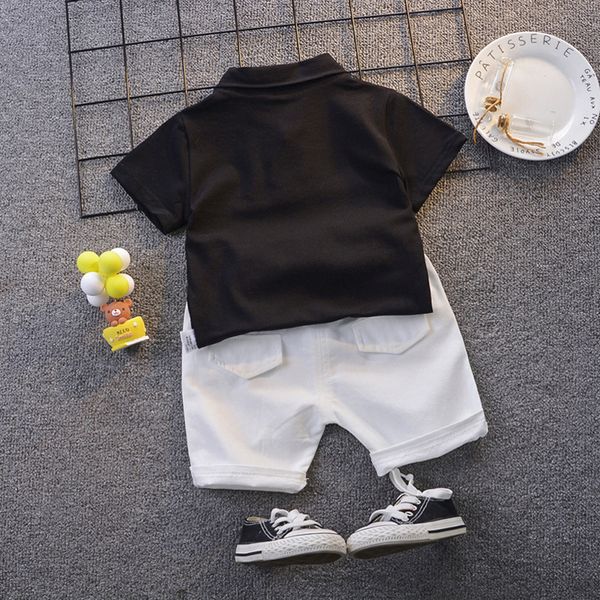 

kids baby boys clothes summer set solid black + white shorts 2pcs children holiday costume boys short outfit