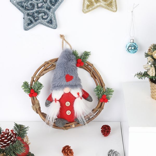 

plush gnome rattan wreath christmas garlands with swedish santa tomte front door wreaths for home wall decor h1 .x