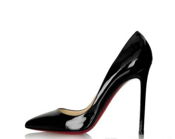 

бесплатная доставка так кейт стили 8 см  см 12 см туфли на высоких каблуках красный низ ню цвет натуральная кожа точка носок насосы резино, Black