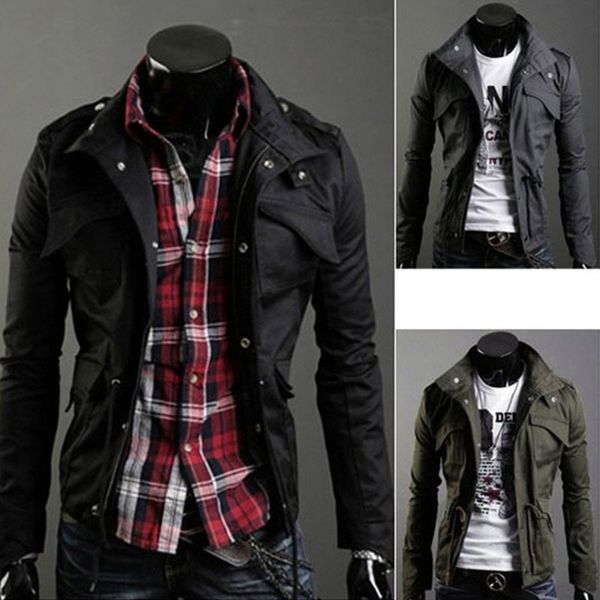 

new 2019 mens style jackets single breasted stand collar cotton jacket men plus size jaqueta masculina jk1, Black;brown