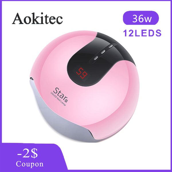 

aokitec nail dryer 36w uv usb lamp led nails manicure lamp for all gel curing lamps 30s/60s/90s timer smart display quick-drying