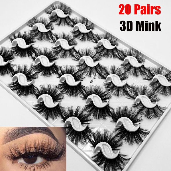 

20 pairs/box mixed 3d faux mink false eyelashes natural thick long wispies lash reusable handmade bushy fluffy lashes