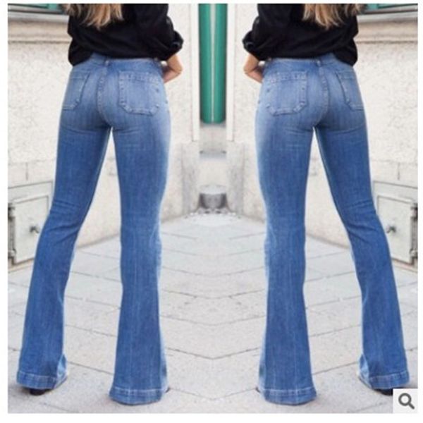 

2020 spring new style fashion jeans women's micro speaker pants high-waisted slim fit versatile, Blue