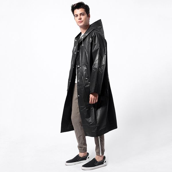 

eva transparent rain coat men long raincoat plus size hooded throwaway trench coat motorcycle rain cover camping hiking poncho