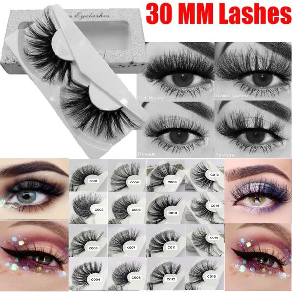 30mm Ciglia di visone 100% visone Capelli Ciglia finte Wispy Fluffy Lashes Strumenti per il trucco degli occhi Multistrato Ciglia naturali fatte a mano