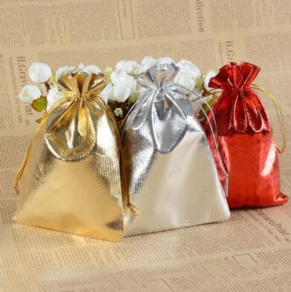 

50pcs/bag 7x9cm 9x12cm 10x15cm adjustable jewelry packing silver/ gold colors drawstring velvet bag,wedding gift bags & pouches, Pink;blue