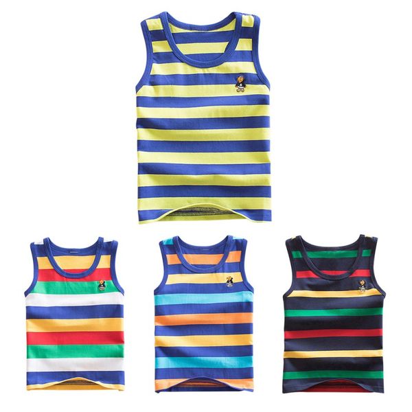 

4 striped girls boys vest sleeveless tanks for girl combed cotton kids vest camisoles shirt underwear new, Camo