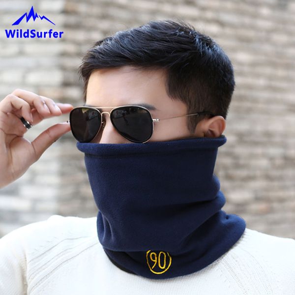 

wildsurfer double layer fleece reversible neckerchief riding face mask hiking cap bicycle bandana fishing headwear scarves fj21, Black